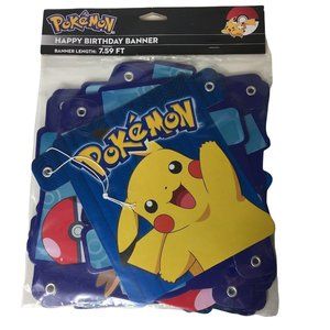 Pokemon Happy Birthday Banner 7.59 Foot Pikachu Gotta Catch Em All Pokeball New